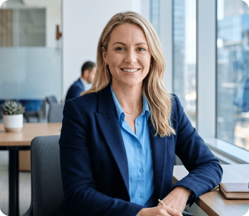 Professional tax advisor smiling in a modern office